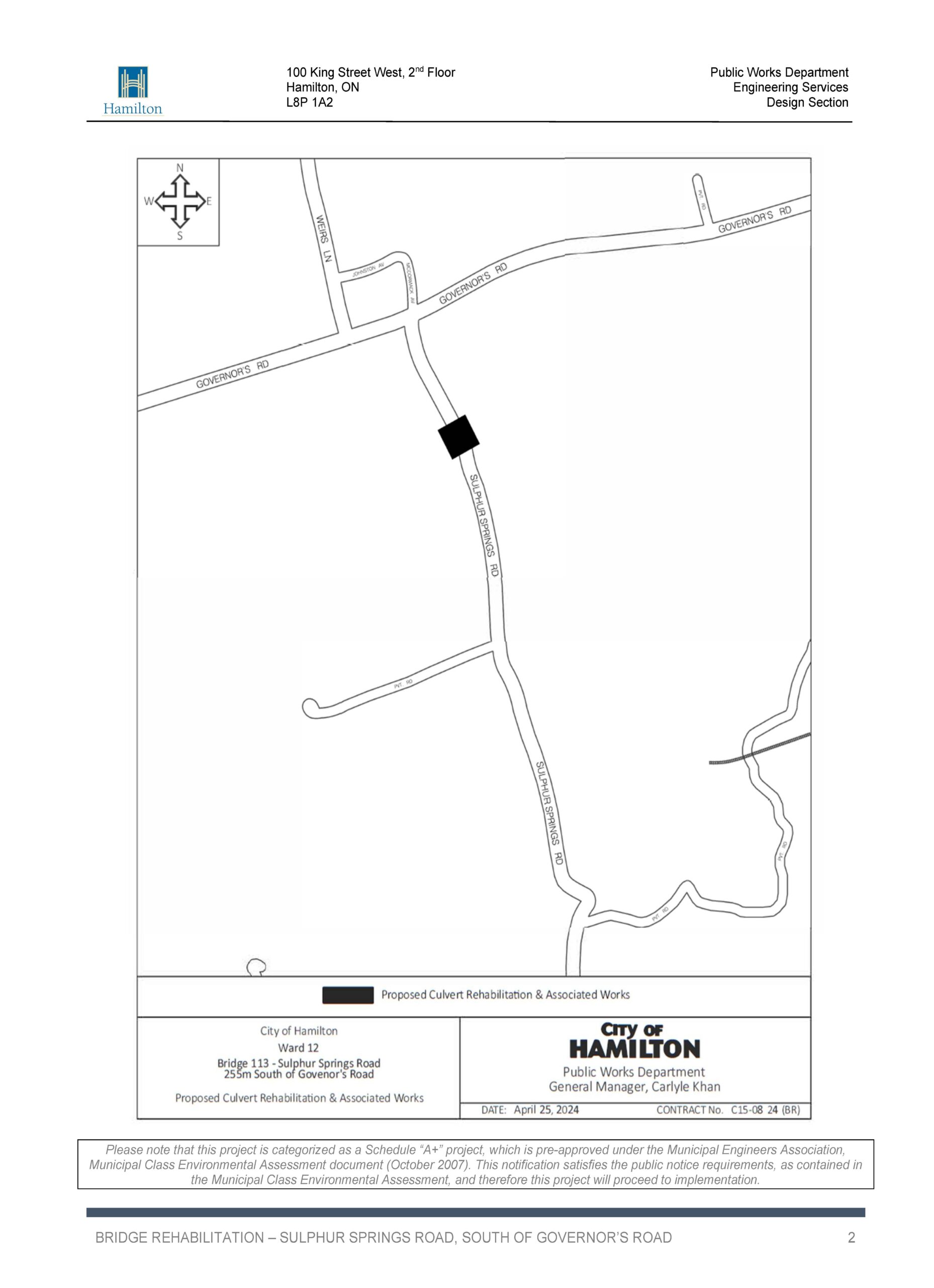 C15-08-24 (BR) - Bridge 113 - Sulphur Springs Road- Design Project Notice - 2024 and Map_Page_2